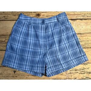 John Glat Women’s Size M Blue Plaid Shorts